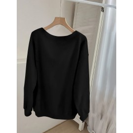 Women'S Halloween Witch Print Sweater - V-Neck Long Sleeve Pullover with Pumpkin & Floral Design, Loose Fit Casual Sweater for Fall/Winter, Halloween Clothes, Seasonal Fashion, Frenchinspired Style, Comfortable Wear, Fall Fashion, Frenchinspired Des