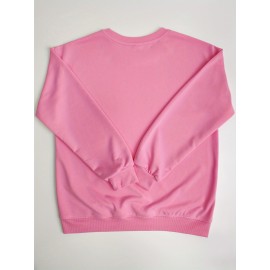 [Cozy Plus Size Sweatshirt] Polyester Plus Size Women's White Bow Print Sweatshirt - Cozy, Comfortable, Machine Washable Fall & Winter Pullover with Digital Butterfly Design