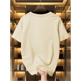 Women'S Sparkly Sequin Short Sleeve T-Shirt - Round Neck, Beige Casual Top for Spring/Summer, Glittery and Stylish, Perfect for Casual Attire