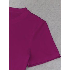 Women'S Vibrant Sun Graphic Crop Top T-Shirt - Casual Round Neck Short Sleeve, Machine Washable, Slim Fit, Perfect for Spring/Summer Outfits, Sunset Shirt